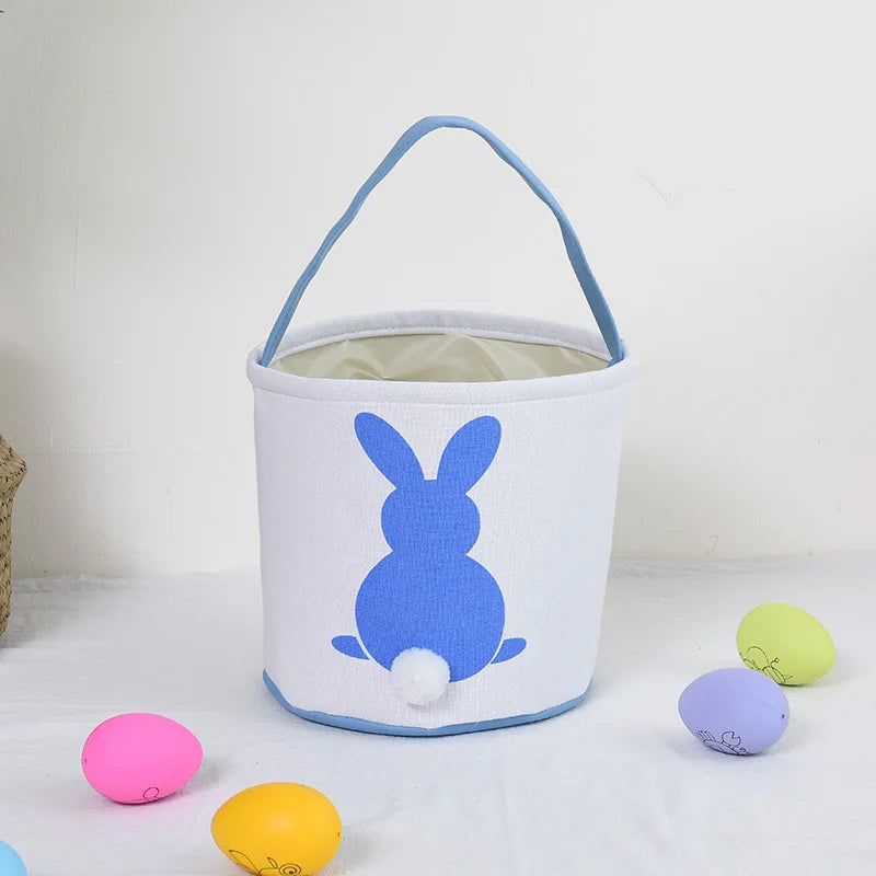 Easter and Thanksgiving 3 Novelty 2025 New Easter Basket Custom Rabbit Tail Egg Decoration Handheld Storage Bucket Easter Party Supplies