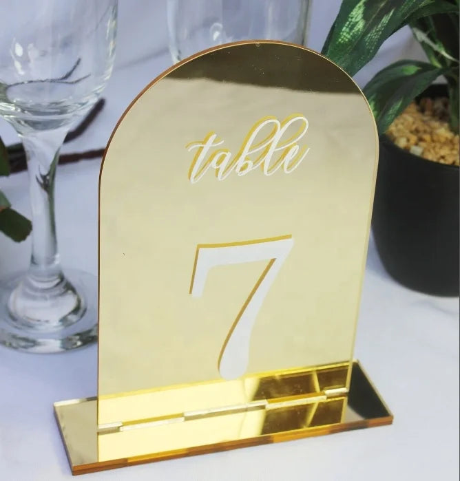 1 Wedding Party, Wedding Signage Gold Table Number Luxury Wedding Acrylic Table Number