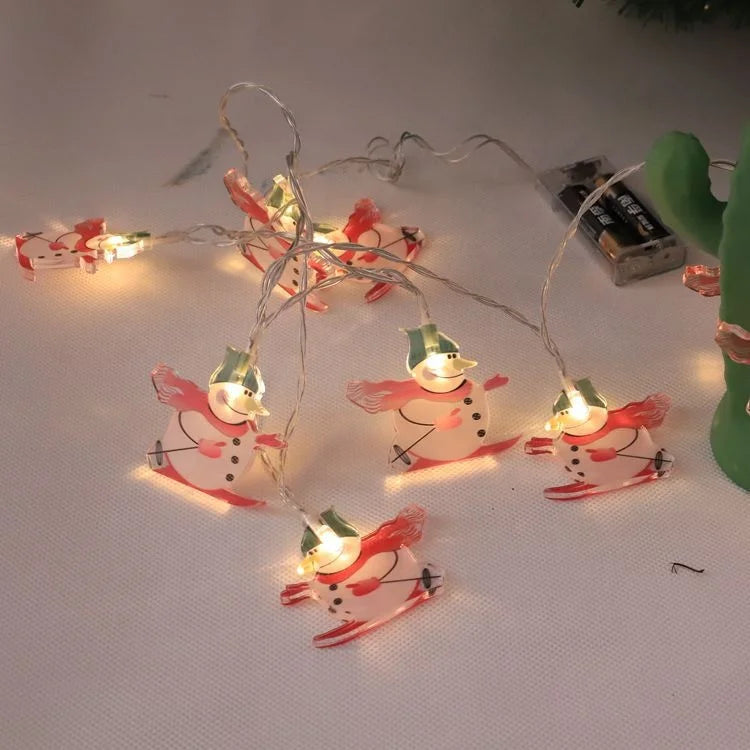 Santa Claus Light Emitting Diode Light String Christmas Tree Snowman Decorative Light String Holiday Room Christmas Battery Light Emitting Diode Snowman Light