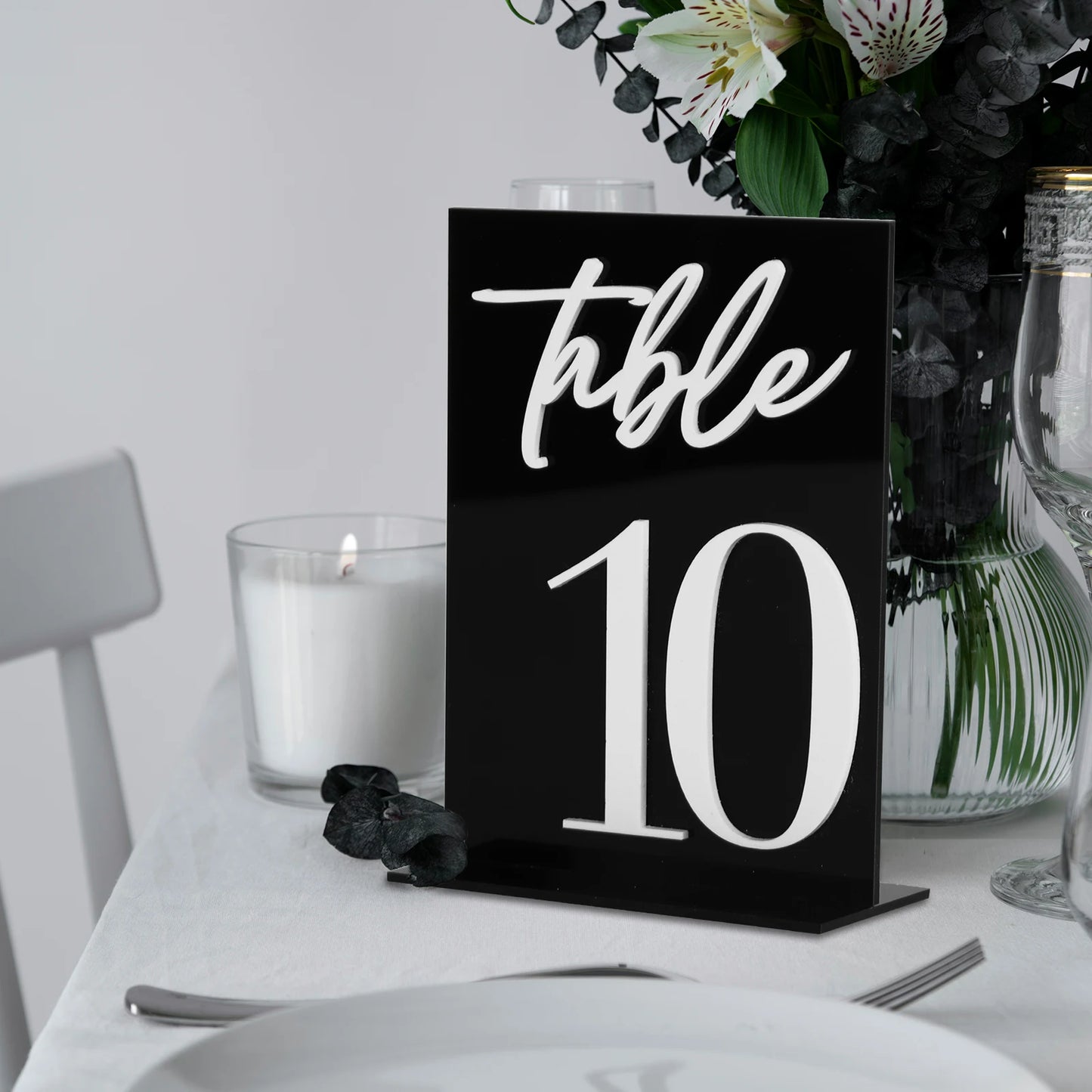 1 wedding party, acrylic table number wedding table display stand logo party restaurant decoration white and black wedding stand
