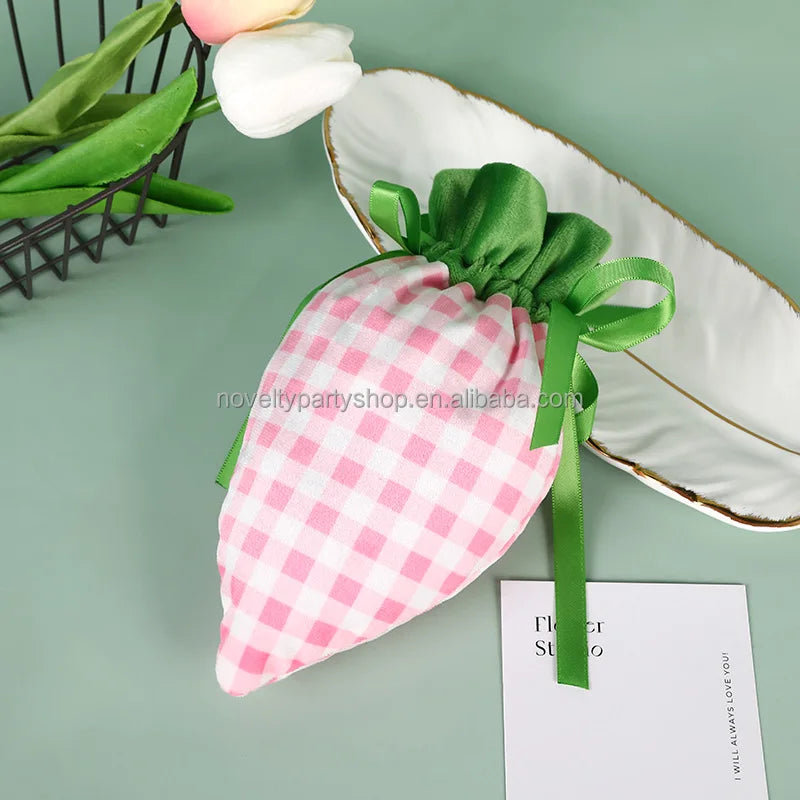 Easter and Thanksgiving 3 Novelty Easter Carrot Gift Drawstring Bag Party Velvet Bag Easter Carrot Bag