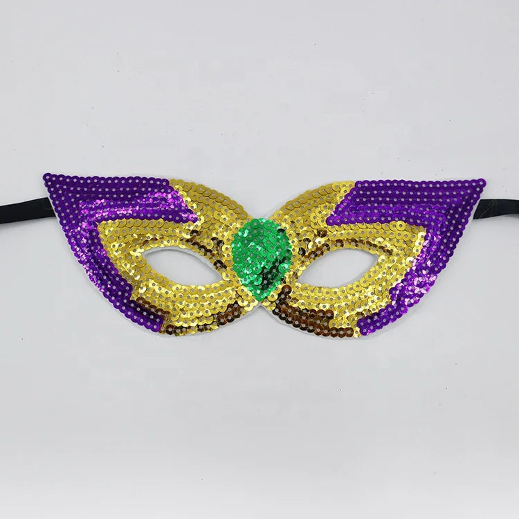 Carnaval Carnival Carnival Theme Gold Purple Green Sequins Half Face Mask Masquerade Sexy Performance Mask