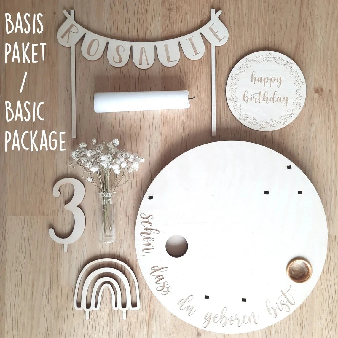 Birthday party 2DIY birthday wreath table decoration set pennant birthday plate personalized birthday plate with vase candle plate