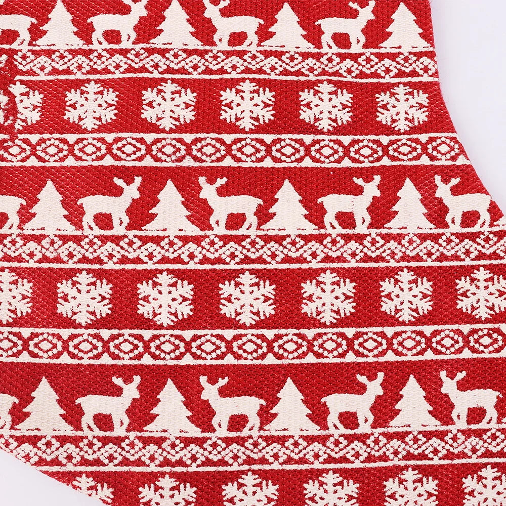 BSCI Classic Stockings Christmas New Year Party Socks Plush Cuffs Gold Reindeer Snowflake Christmas Tree Striped Christmas Socks