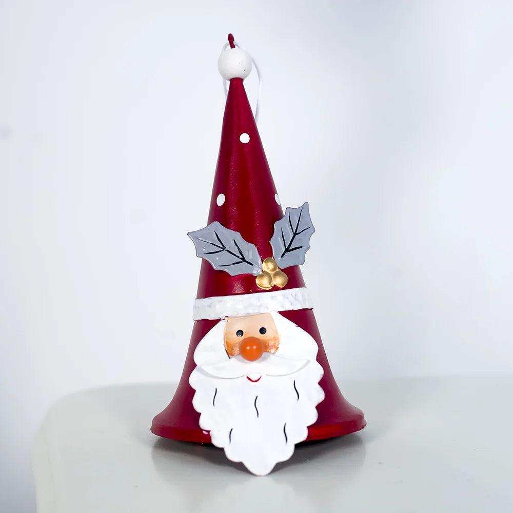 2020 new Christmas ornaments wrought iron painted Santa horn bell Christmas tree ornament