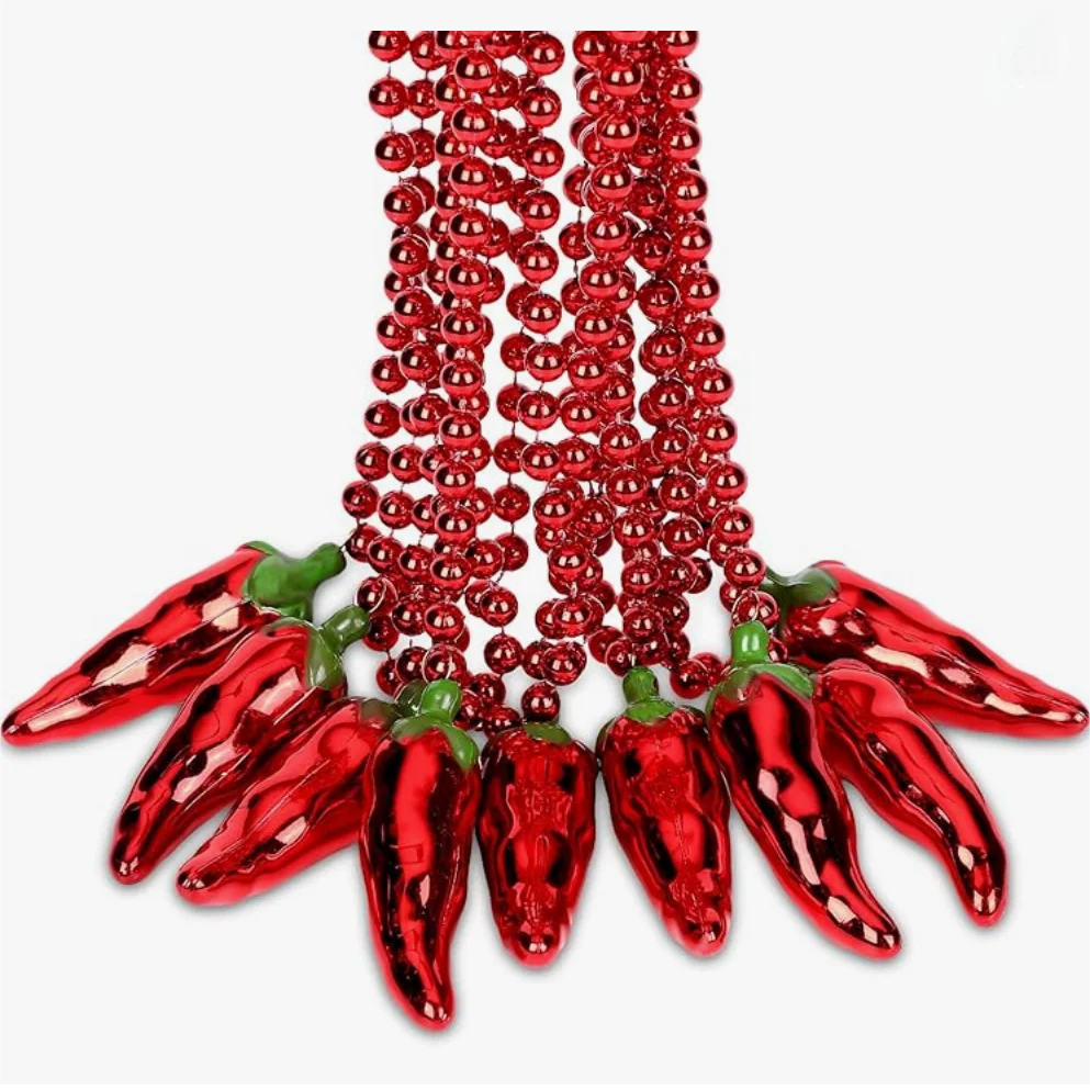 Novtyparty Eco-friendly Cinco De Mayo Holiday Party Ornaments Chili Beaded Necklace Carnival Mexico May Day Gift