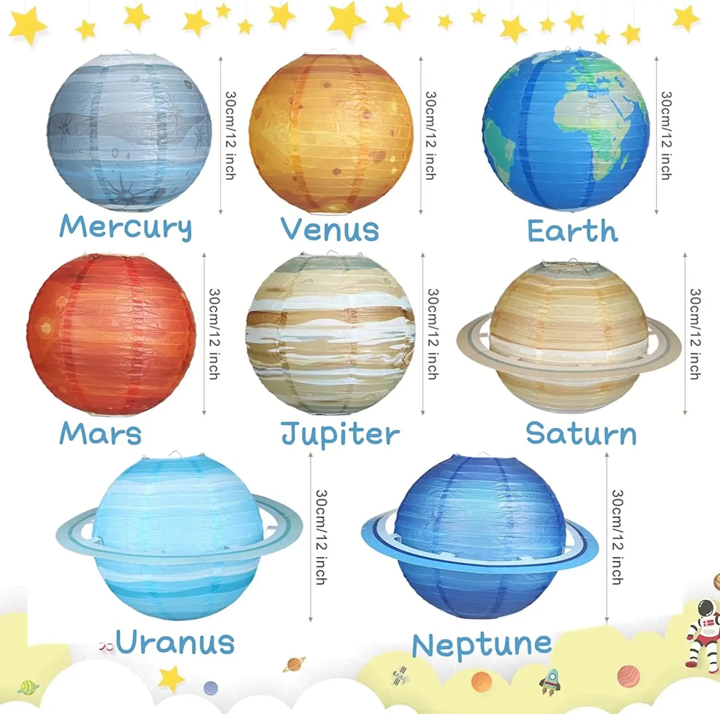 Outer Space Party Ornaments Solar System Planet Children's Lanterns Space Themed Party Planet Paper Lanterns