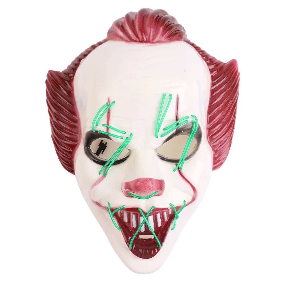 Halloween & Day of the Dead New Halloween Horror Clown Mask Masquerade Prop Mask Horror Cosplay Glow Party Halloween Party Glow Mask