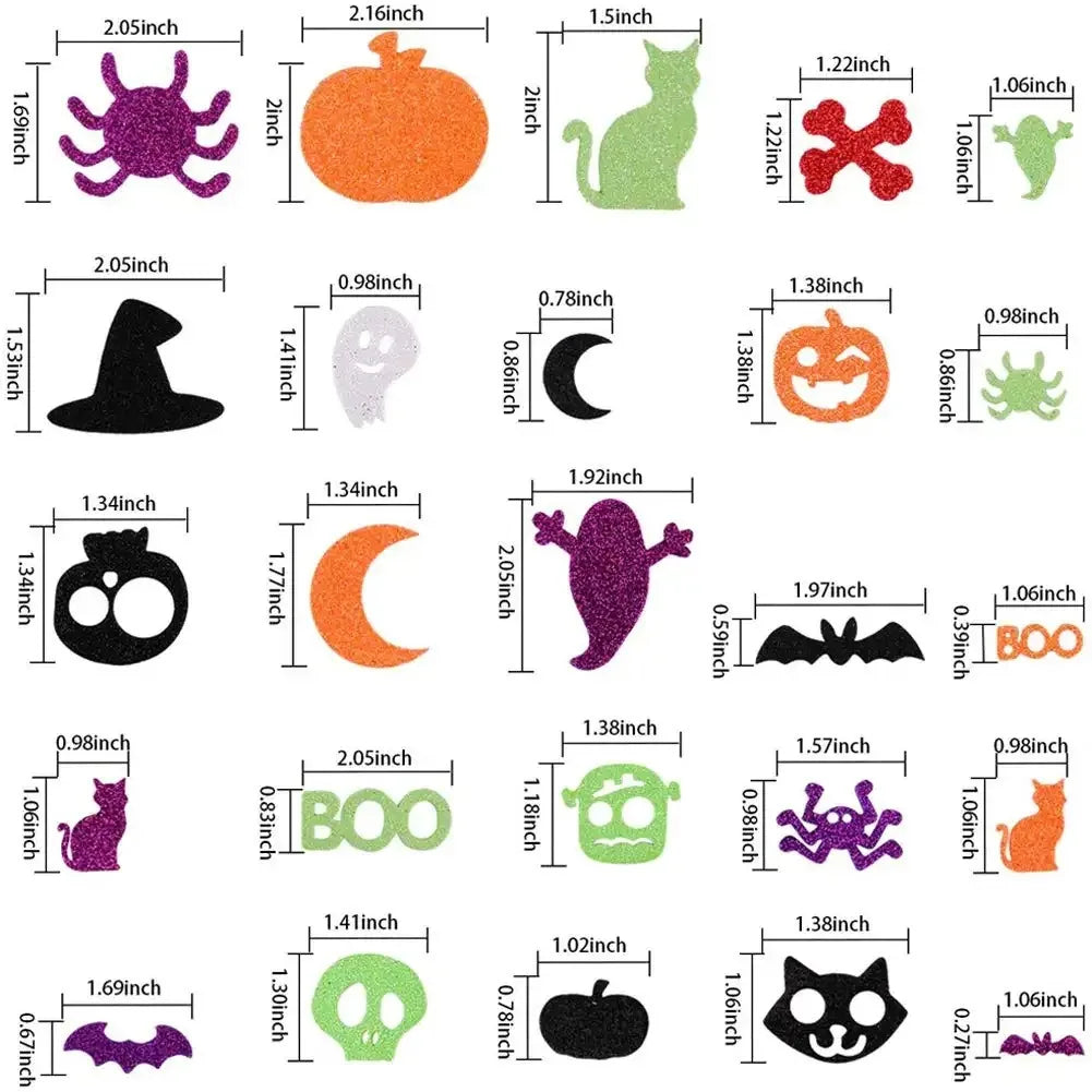 Halloween & Day of the Dead 50g Colorful Self-Adhesive Craft Stickers Halloween Festival Props Glitter Jin Satoshi Halloween Foam Stickers