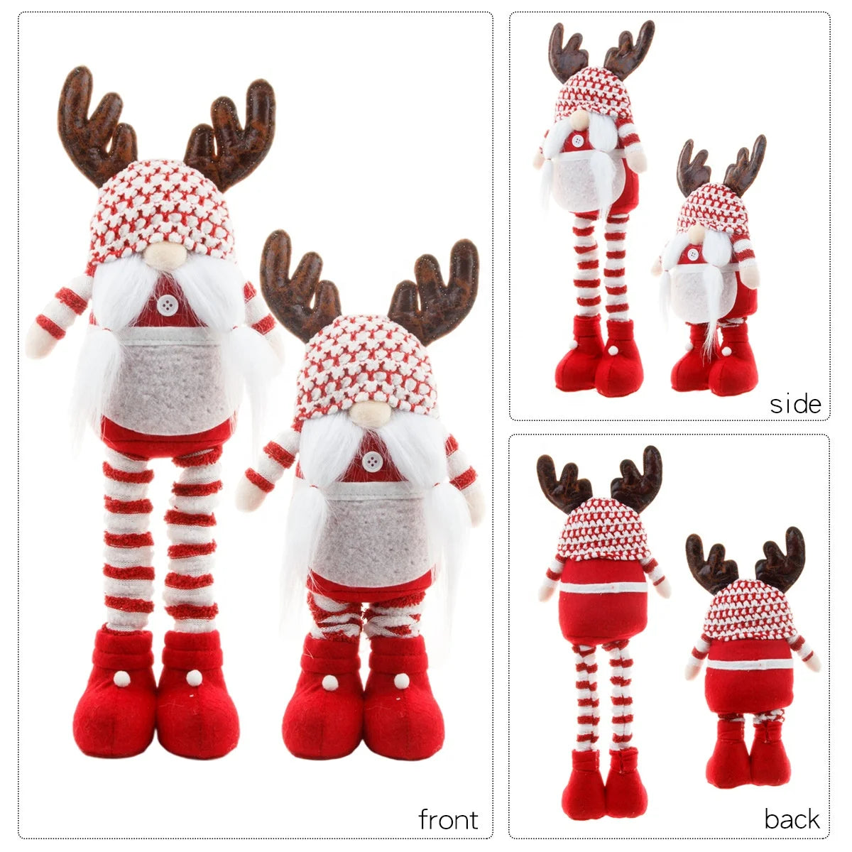 Christmas Reindeer Gnome Retractable Legs Handmade Faceless Plush Standing Doll Christmas Long Legs Gnome Table Ornament