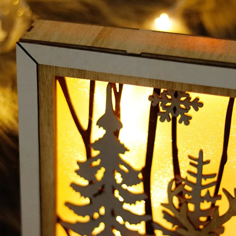 Christmas decorations creative elk picture frame shopping mall window Christmas wooden handicraft ornament