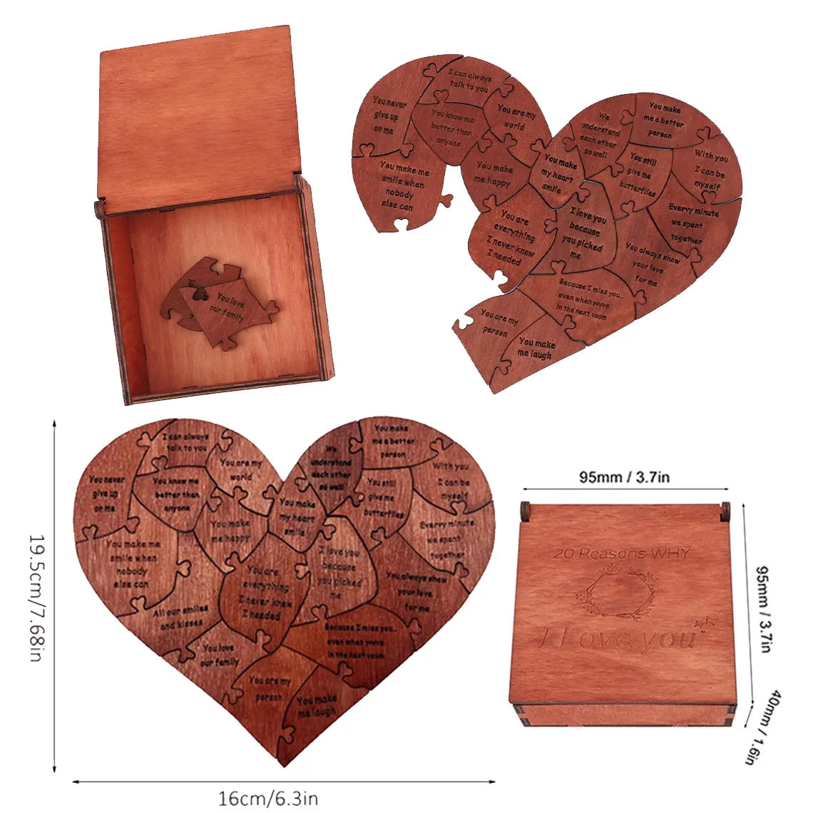Wedding Party 0 Novelty Customized Wood Heart Puzzle Set Personalized Gift Love Your Wood Box Family Events