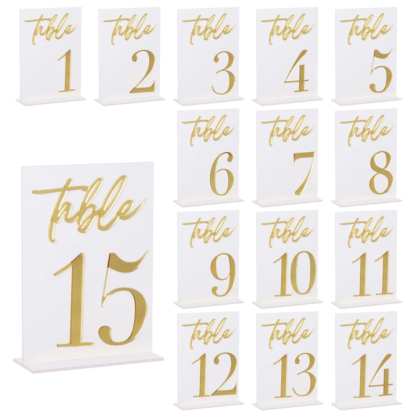 1 Wedding Party 15 Pieces 3D Transparent Acrylic Table Number Wedding Reception Event Party Restaurant Ornament Decoration Tabletop Signage Table Number