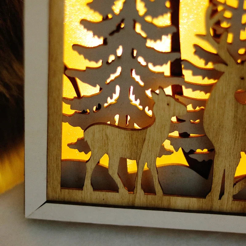 Christmas decorations creative elk picture frame shopping mall window Christmas wooden handicraft ornament