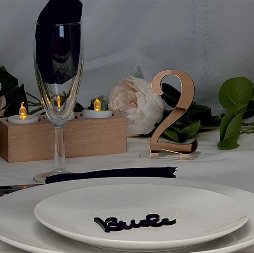 1 Wedding party custom wedding table number mirror acrylic table number logo