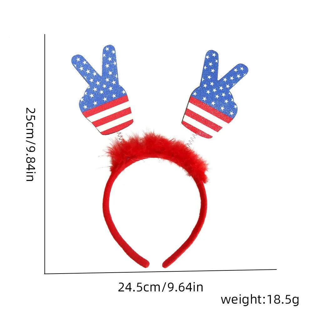 Independence Day July 4th Hair Accessories American Flag Pop Headband Heart-Shaped Fringe Holiday Hair Accessories Graduation Ceremony