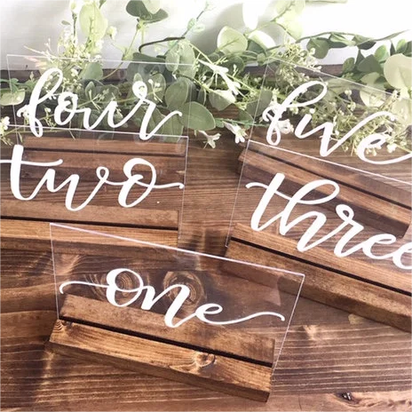 1 wedding party, letter acrylic table number wedding decoration custom acrylic table logo wedding transparent table number