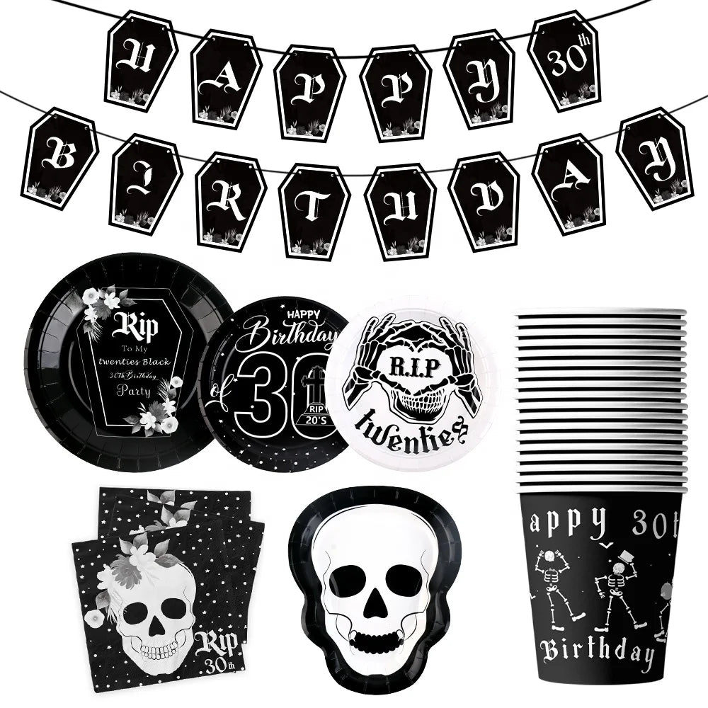 Birthday Party 2 Wholesale Rip 20th Birthday Ornaments Dirty 30th Birthday Party Banner Tableware Death to My 20s Party Ornaments