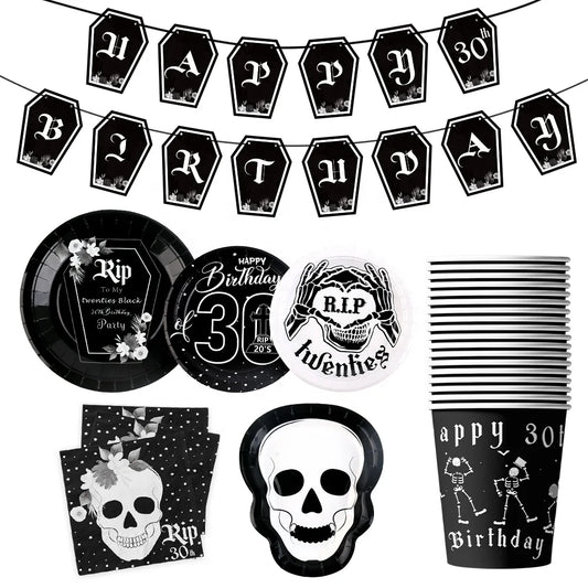 Birthday Party 2 Wholesale Rip 20th Birthday Ornaments Dirty 30th Birthday Party Banner Tableware Death to My 20s Party Ornaments