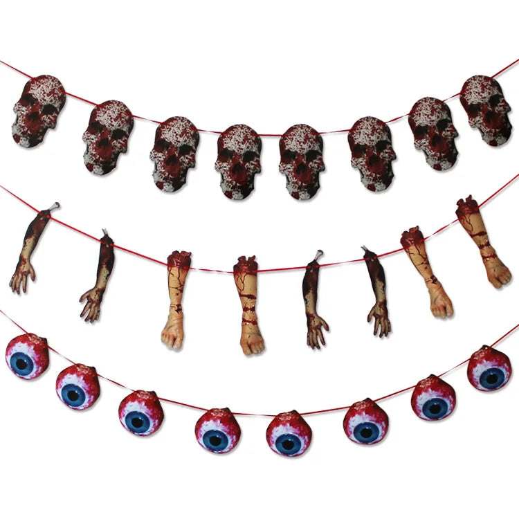 Halloween & Day of the Dead Halloween Themed Party Ornaments Various Styles Horror Paper Pendants Decorative Banners