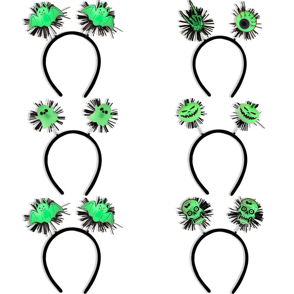 Halloween & Death Day Custom Fluorescent Ghost Glow Dark Headband Halloween Party Promo Decorations