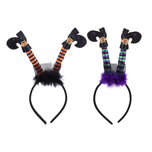 Halloween & Day of the Dead Funny Headband Witch Legs Headband Hairband Hairy Bells Headband Costume Headband