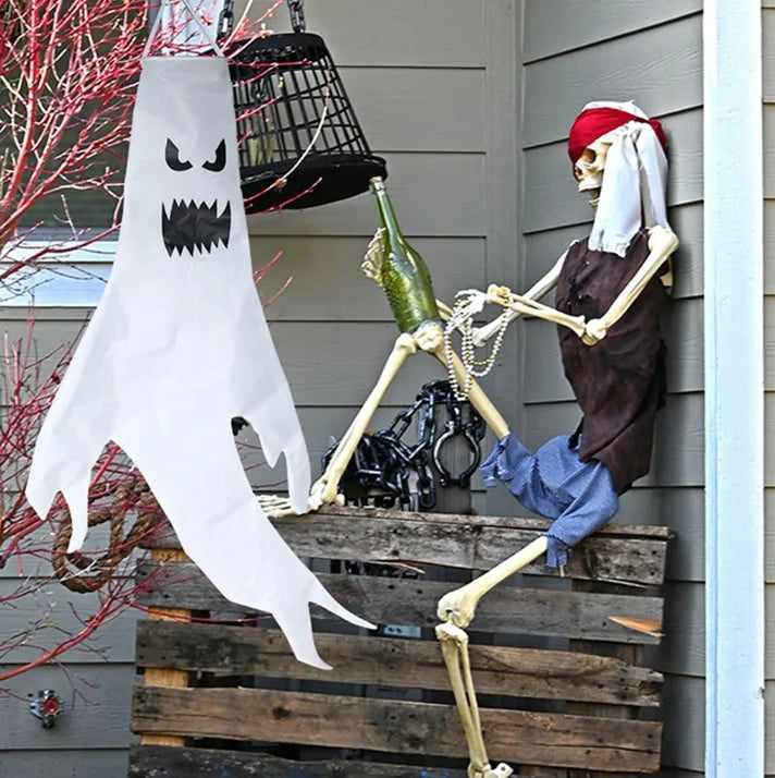 Halloween & Day of the Dead 130cm Halloween Decoration Horror Ghost Decoration with Light Emitting Diode Light Halloween Windsock Flag Hanging Ghost Outdoor Party Supplies