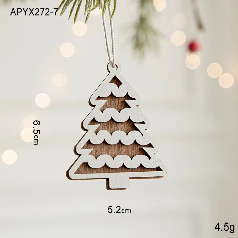 Custom Wooden Gift Labels Christmas Gadgets Candlestick Ornament Navidad Hanging Christmas Tree Wooden Pendant Decoration 