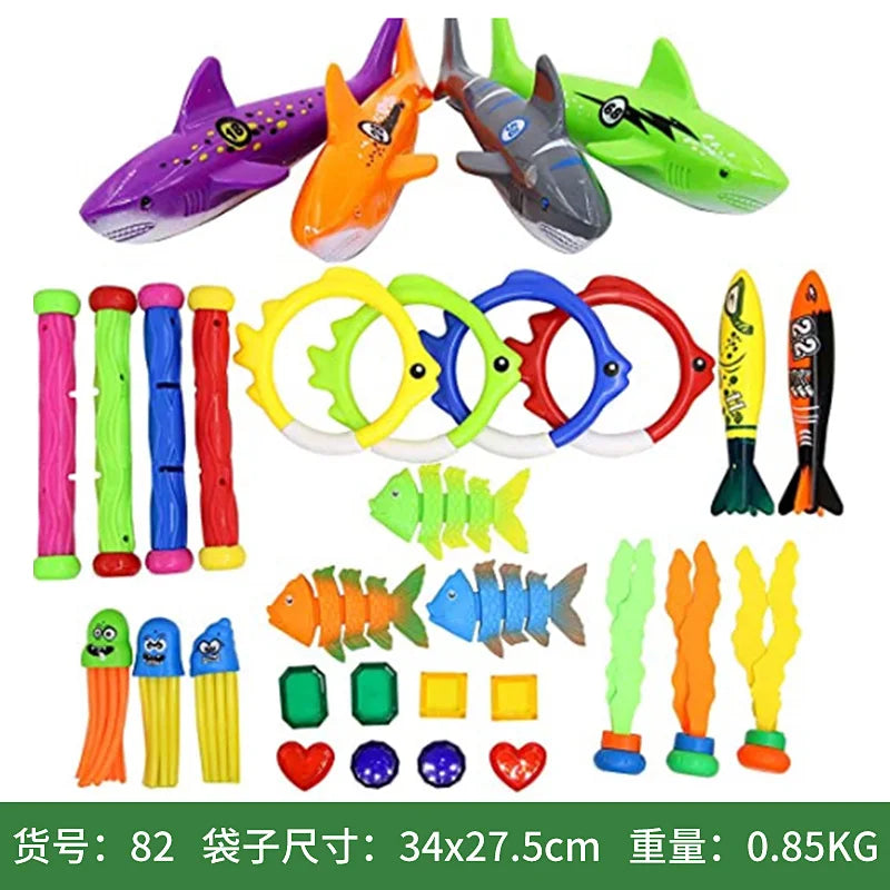 Birthday Party 2 Diving Toys Children's Outdoor Pool Treasure Hunt Diving Fish Seaweed Torpedo Jewelry Children's Water Toy Set