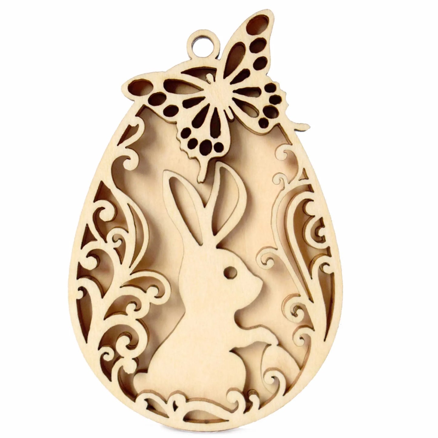 Easter and Thanksgiving 3 Eggs Unpainted Ornaments DIY Craft Organic Flowers Woodland Holidays Prefer Spring Hanging Wood Rabbit and Easter Eggs