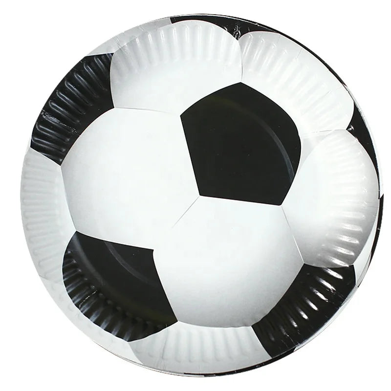 White and black football, football-themed cups, plates, tableware sets, decorations, tableware discounts
