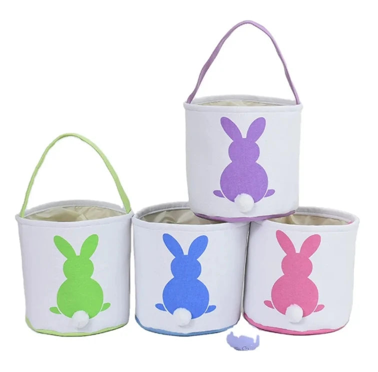 Easter and Thanksgiving 3 Novelty 2025 New Easter Basket Custom Rabbit Tail Egg Decoration Handheld Storage Bucket Easter Party Supplies