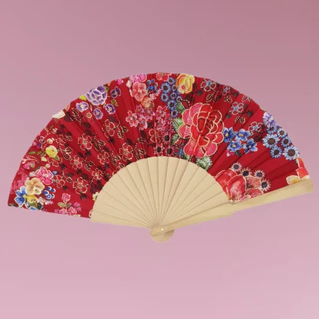1 Wedding party, wholesale Chinese traditional flower style custom logo printing wooden folding hand fan wedding decoration