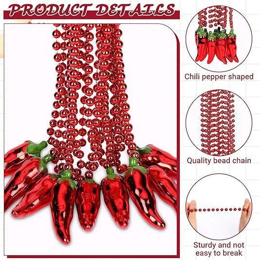 Novtyparty Eco-friendly Cinco De Mayo Holiday Party Ornaments Chili Beaded Necklace Carnival Mexico May Day Gift