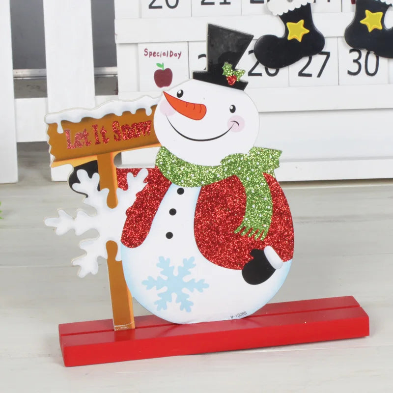 2020 New Christmas Ornaments Wooden Letter Ornament Santa Claus Tabletop Ornament