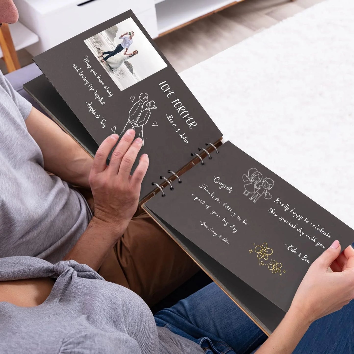 1 Wedding Party, Wooden Wedding Guestbook Memory Scrapbook