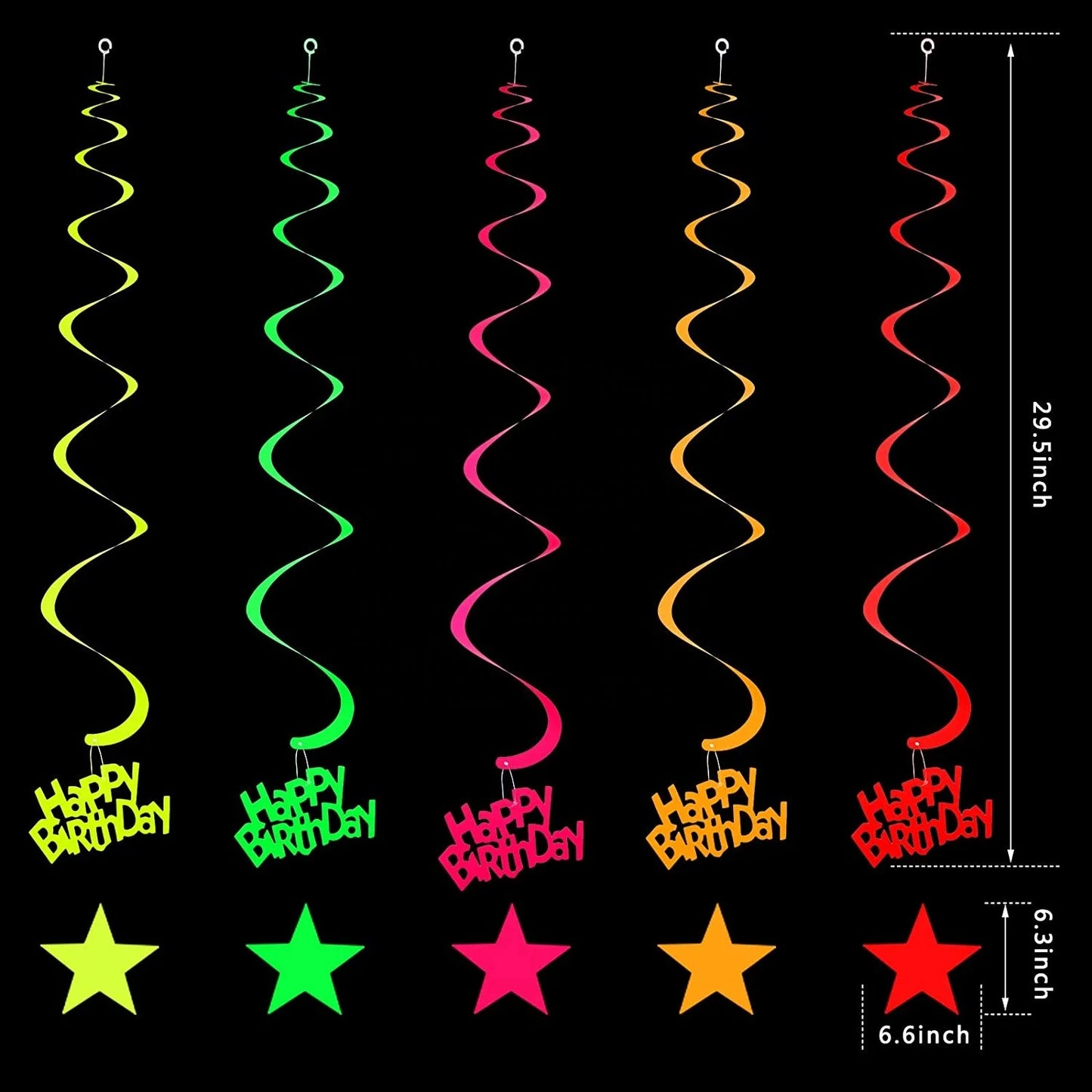 Birthday Party 2 Glow Party Supplies Neon Decoration Happy Birthday Banner Hanging Swirl Fluorescent Balloon Star Cake Top Hat Paper Glow Party