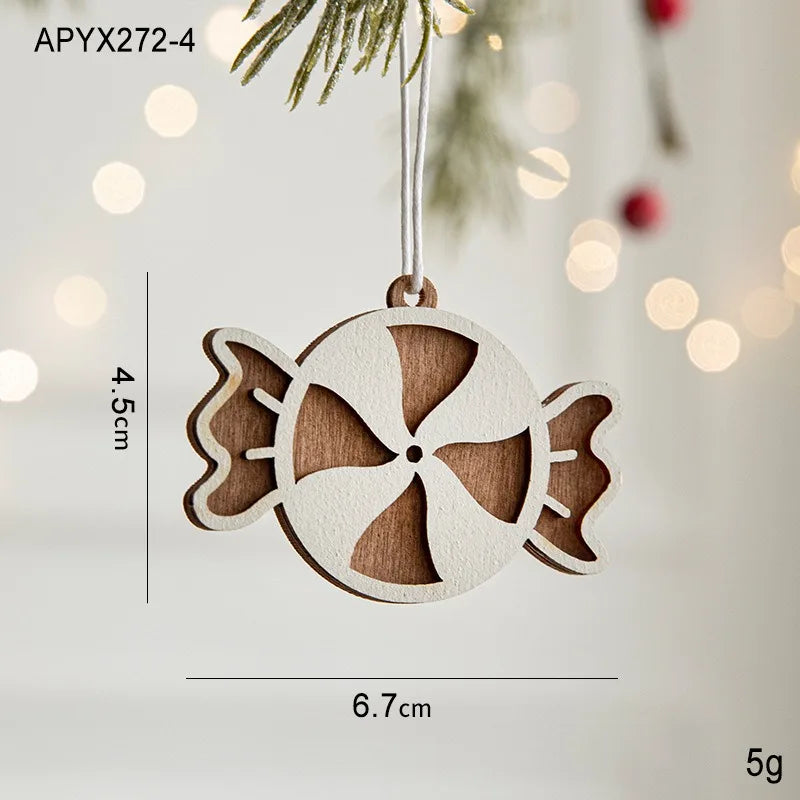 Custom Wooden Gift Labels Christmas Gadgets Candlestick Ornament Navidad Hanging Christmas Tree Wooden Pendant Decoration 