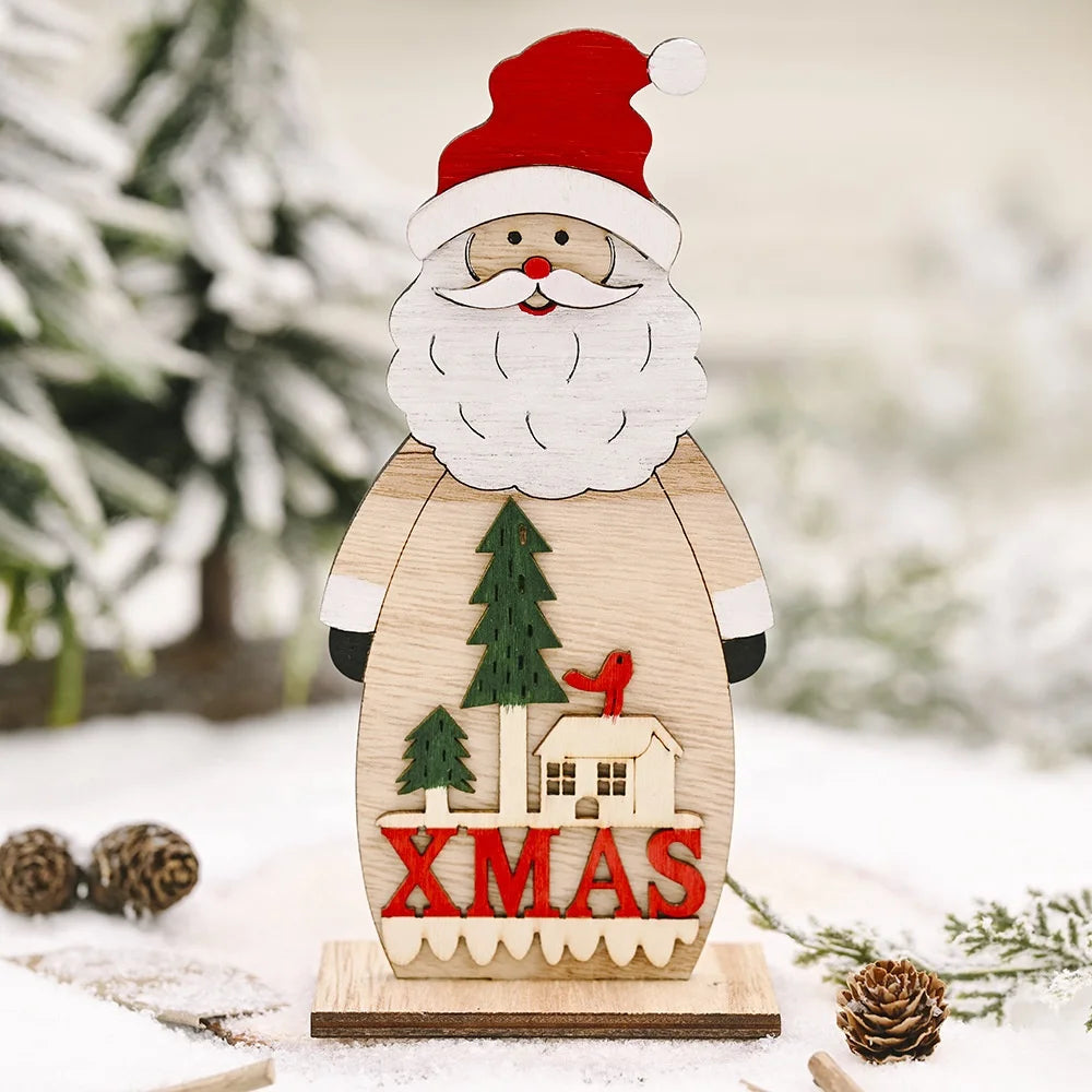Christmas creative decoration supplies big snowman elk ornament Christmas wooden table decoration