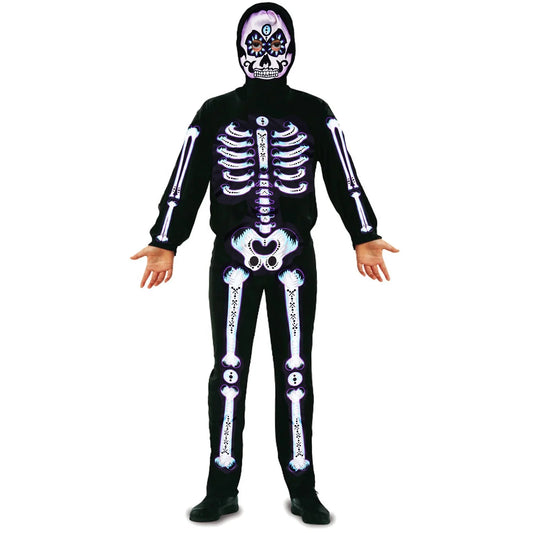 Halloween & Day of the Dead Cosplay Suit Skull Costume Jumpsuit Halloween Carnival Horror Games Halloween Full Face Hoodie Kids Skull Costume