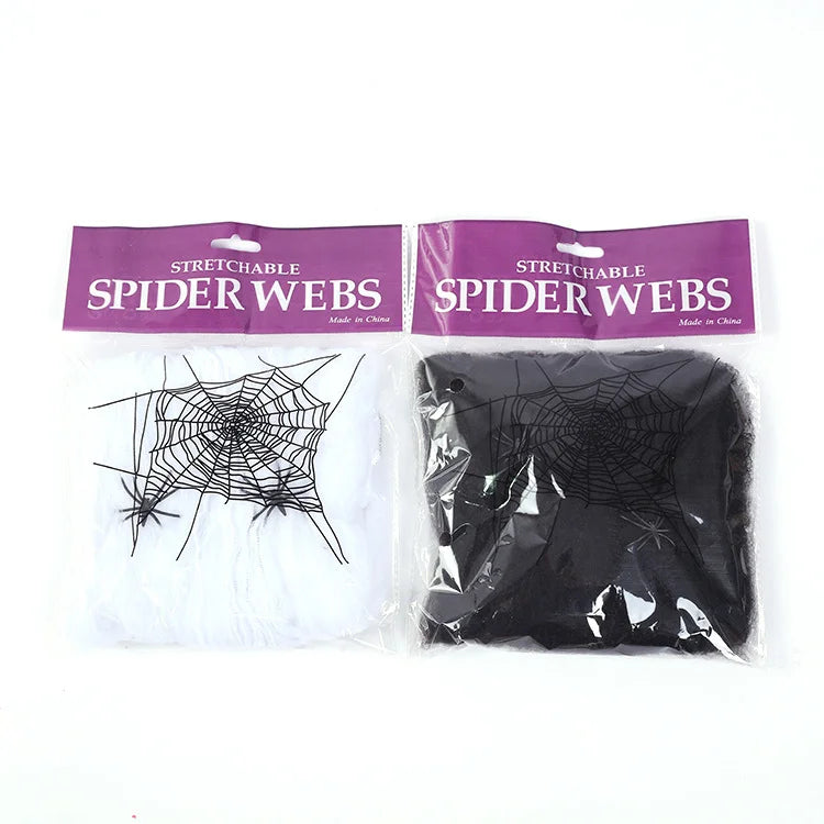 Halloween & Death Day Wholesale 20G Halloween Spider Webs Stretch Cobwebs with 2 Plastic Spiders for Halloween Indoor Outdoor Decorations