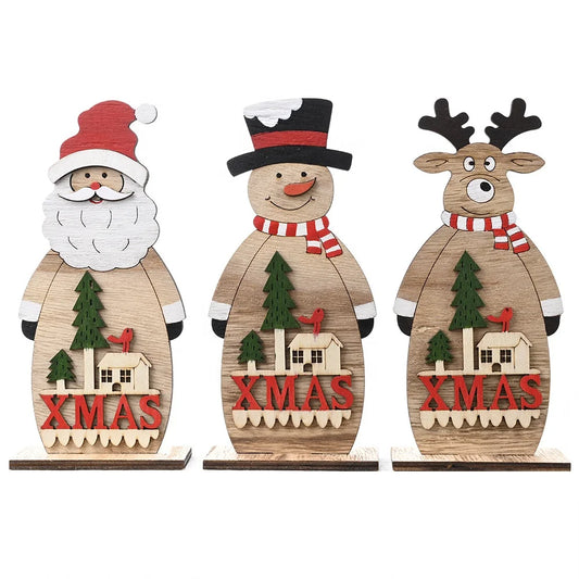 Christmas creative decoration supplies big snowman elk ornament Christmas wooden table decoration 
