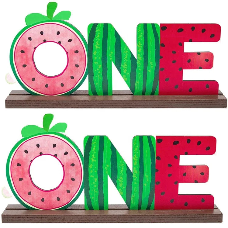 Wooden Crafts, New Creative Wooden Happy Birthday Wooden Sticks Strawberry One Year Old Desktop Decoration Birthday Party Supplies