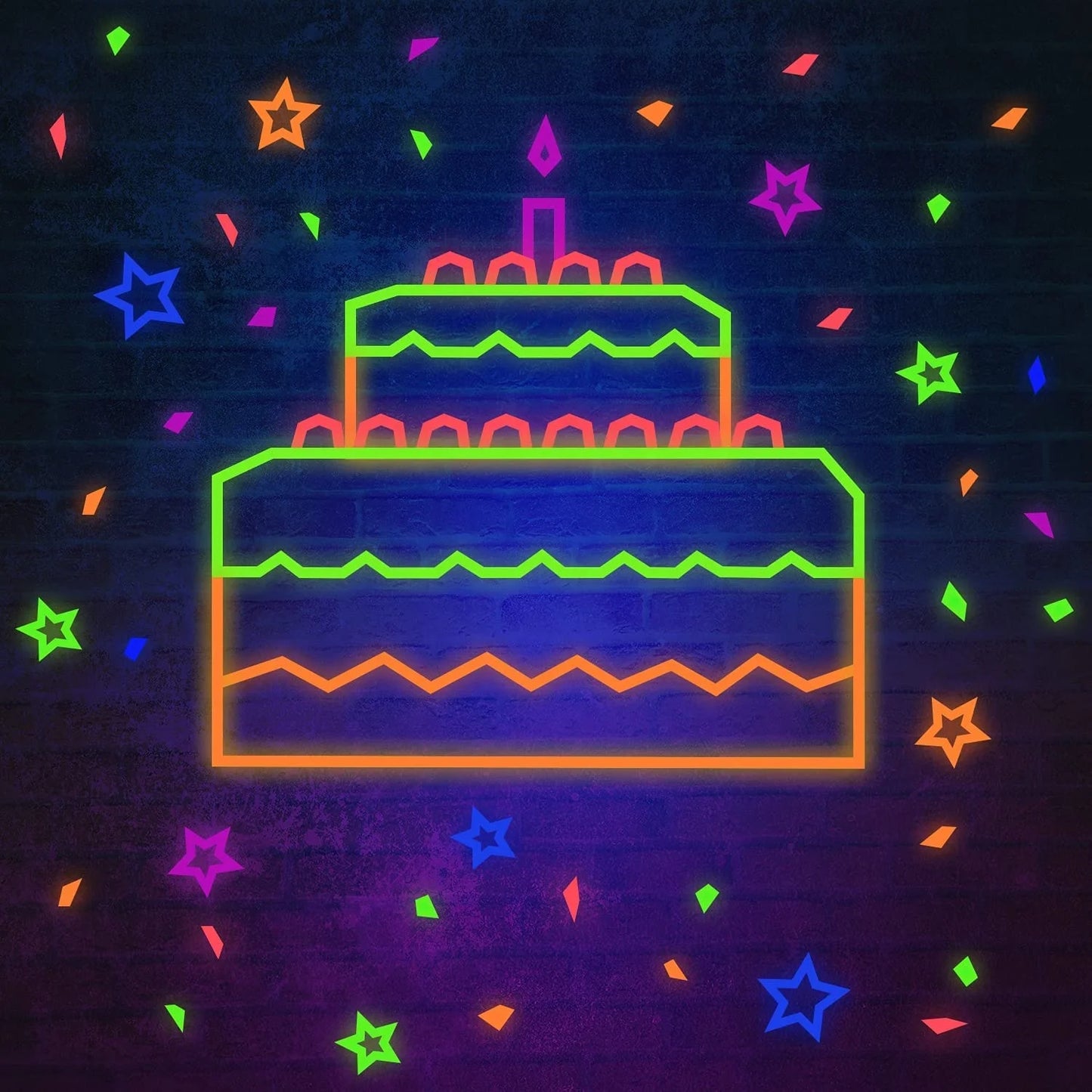 Birthday Party 2ft fluorescent UV black glow on dark tape UV party