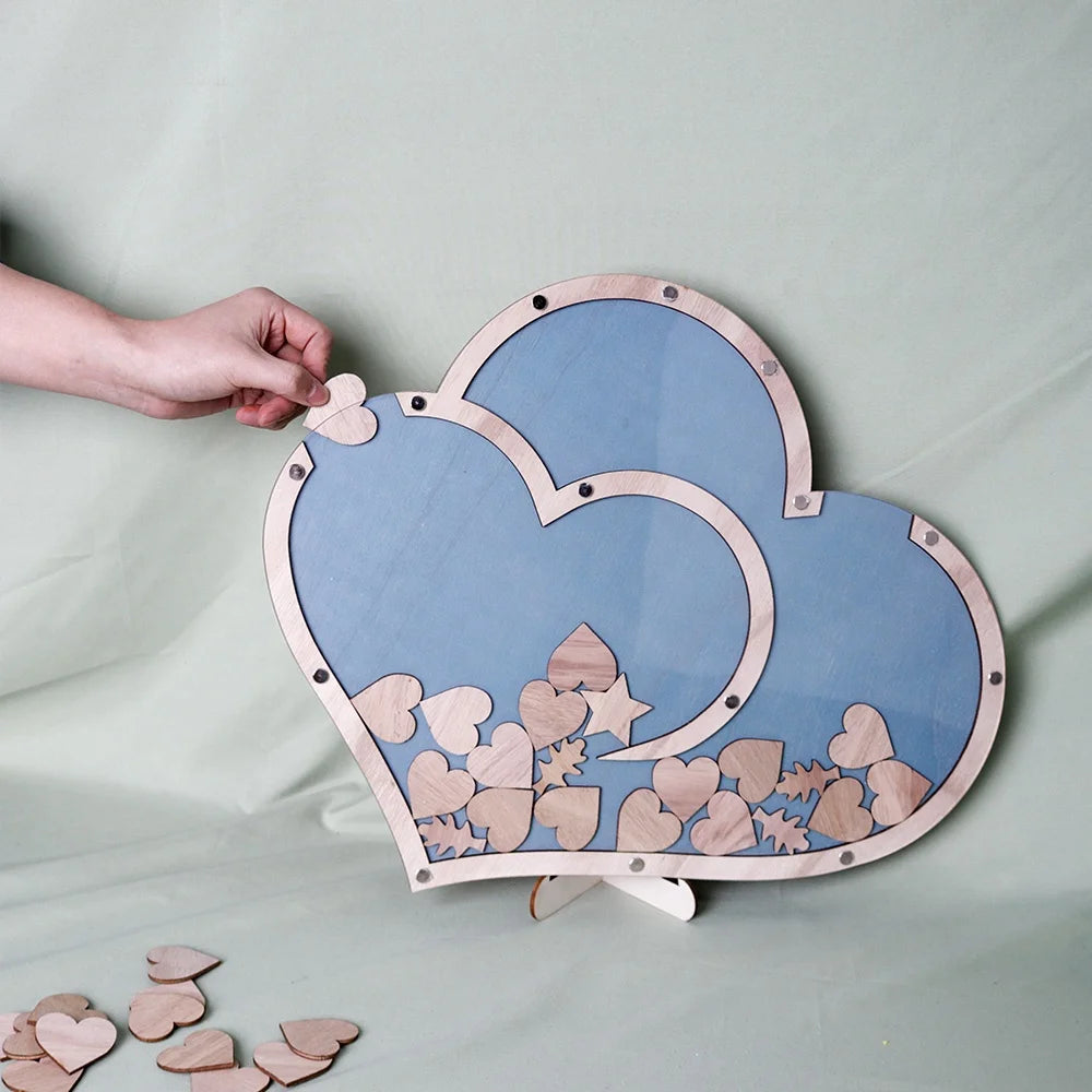 Wooden Crafts, Rustic Sweet Heart Drop Box Wedding Drop Box 3D Guest Book Wooden Box Double Heart Wedding Guest Book