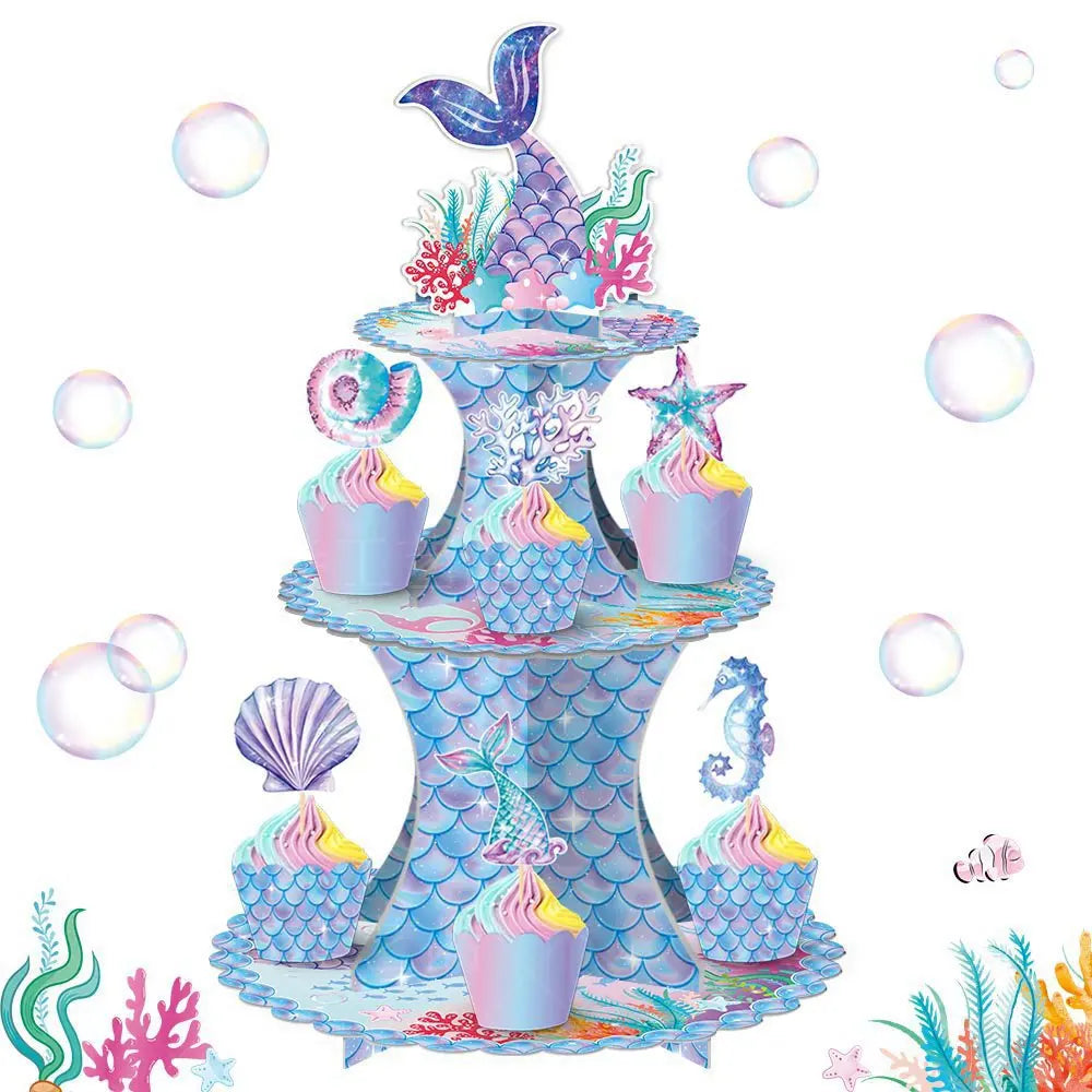 Birthday Party 2 Mermaid Tail Party Themed Cake Rack Triple Cupcake Rack Birthday Party Supplies Party Ornaments