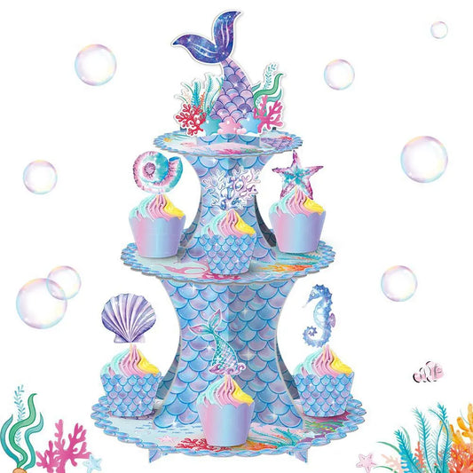 Birthday Party 2 Mermaid Tail Party Themed Cake Rack Triple Cupcake Rack Birthday Party Supplies Party Ornaments