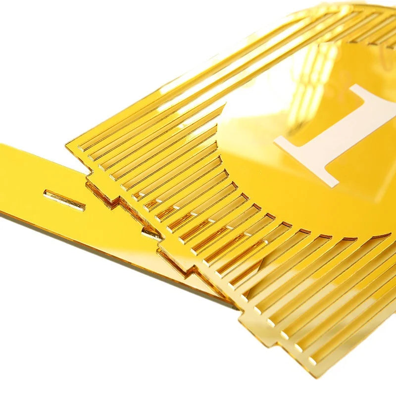 1 wedding party, elegant wedding table decorated with gold geometric mirror acrylic table numbers, with 3D font