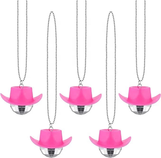 Bachelorette Party 1 Pink Cowgirl Bachelor Disco Party Loves 1970s Disco Accessories Mini Disco Ball Necklace