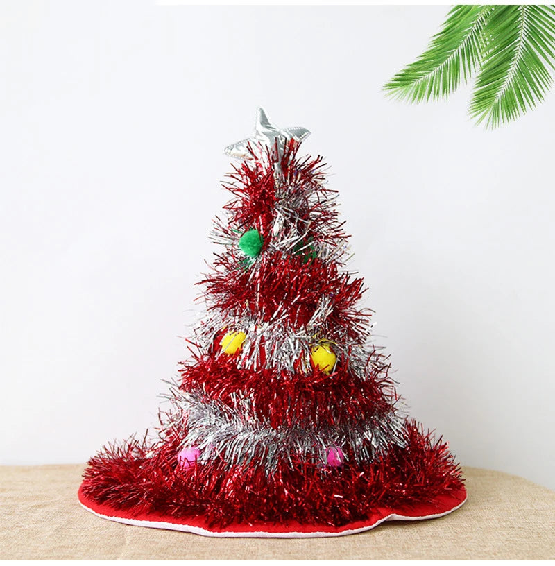 Decorações de Natal, chapéu de árvore de Natal não tecido, suprimentos para festas, luzes LED, chapéu de árvore de Natal 
